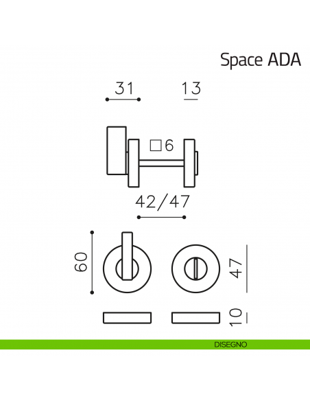 Nottolino per porta Space ADA Olivari disegno