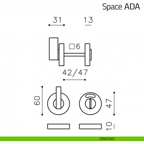 Nottolino per porta Space ADA Olivari libero/occupato disegno