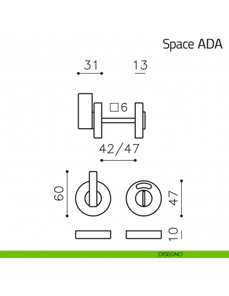 Nottolino per porta Space ADA Olivari libero/occupato disegno