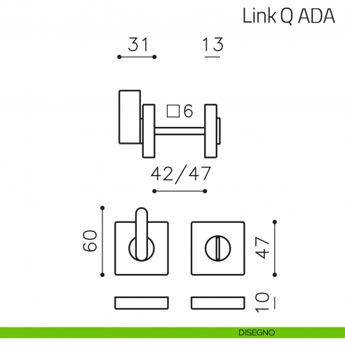 Nottolino per porta Link Q ADA Olivari disegno