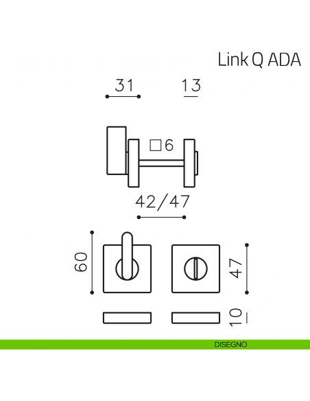 Nottolino per porta Link Q ADA Olivari disegno