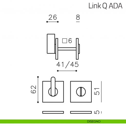 Nottolino per porta Link Q ADA Olivari basso disegno