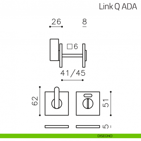 Nottolino per porta Link Q ADA basso Olivari libero/occupato disegno