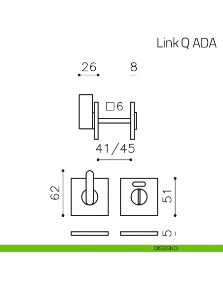 Nottolino per porta Link Q ADA basso Olivari libero/occupato disegno