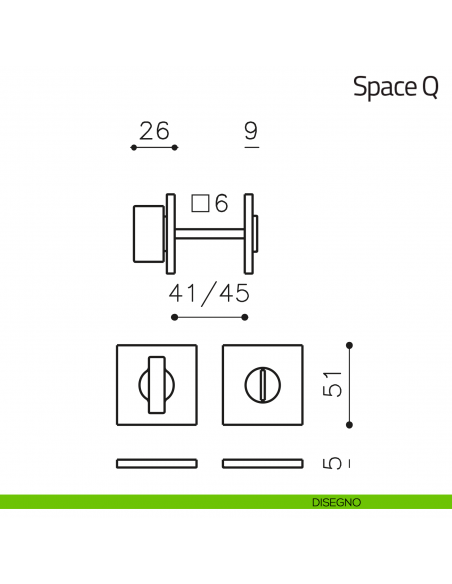 Nottolino per porta Space Q Olivari basso disegno
