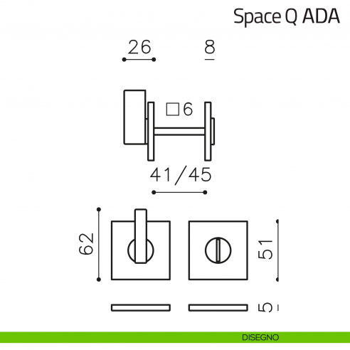 Nottolino per porta Space Q ADA Olivari basso disegno