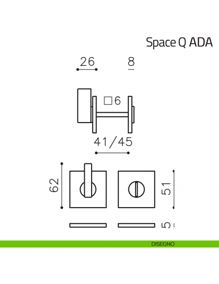 Nottolino per porta Space Q ADA Olivari basso disegno