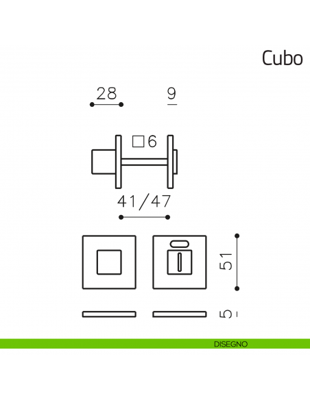 Nottolino per porta Cubo Olivari basso libero/occupato disegno