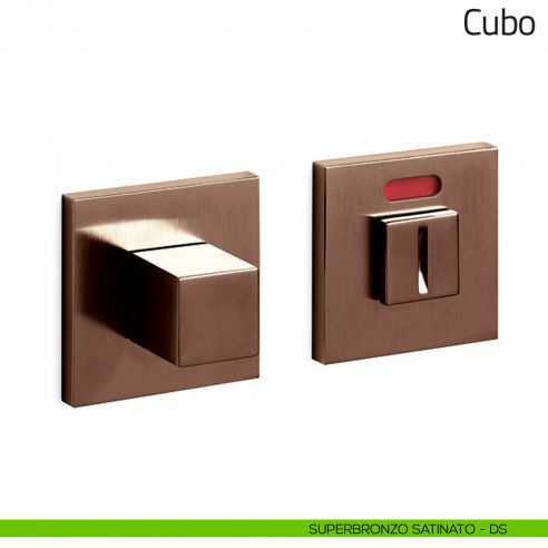 Nottolino per porta Cubo Olivari basso libero/occupato superbronzo satinato