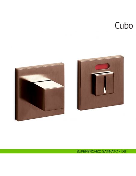 Nottolino per porta Cubo Olivari basso libero/occupato superbronzo satinato