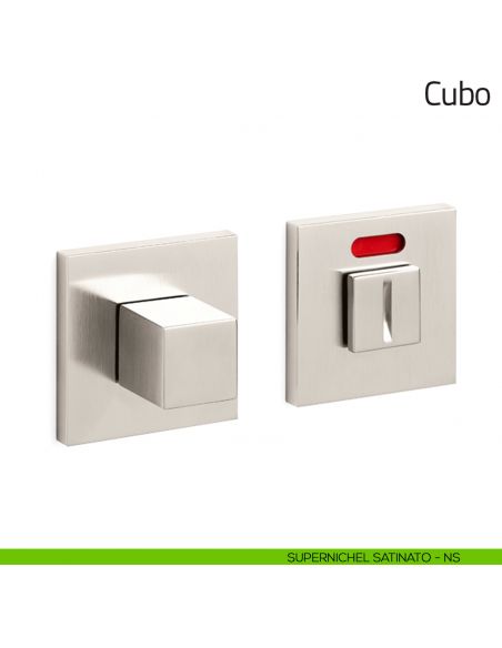 Nottolino per porta Cubo Olivari basso libero/occupato supernichel satinato