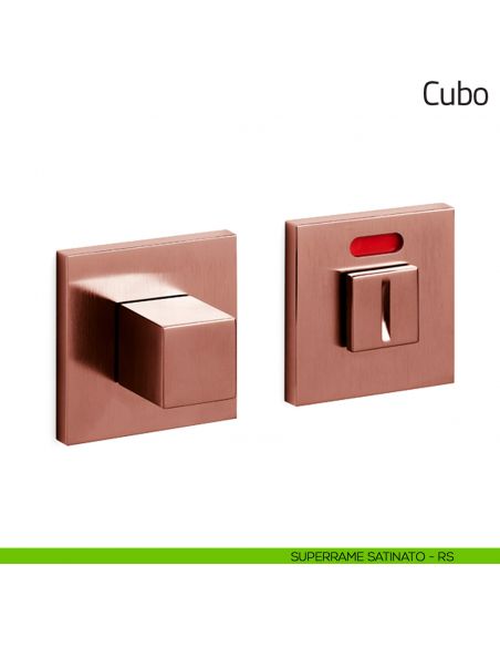 Nottolino per porta Cubo Olivari basso libero/occupato superrame satinato