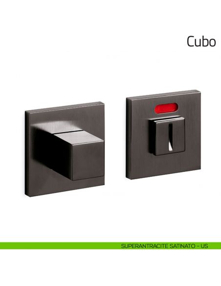Nottolino per porta Cubo Olivari basso libero/occupato superantracite satinato