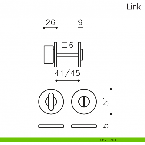 Nottolino per porta Link Olivari basso disegno