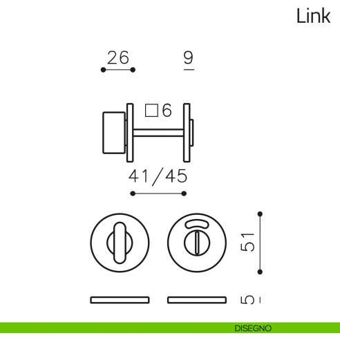 Nottolino per porta Link Olivari basso libero/occupato disegno
