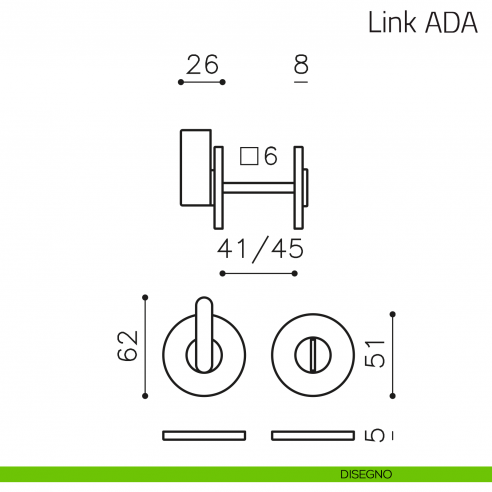 Nottolino per porta Link ADA Olivari basso disegno