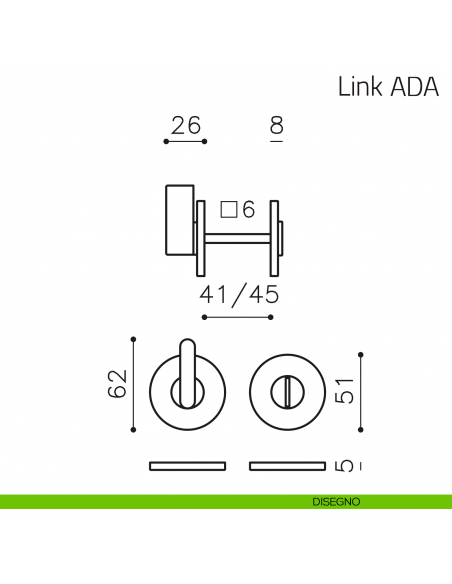 Nottolino per porta Link ADA Olivari basso disegno