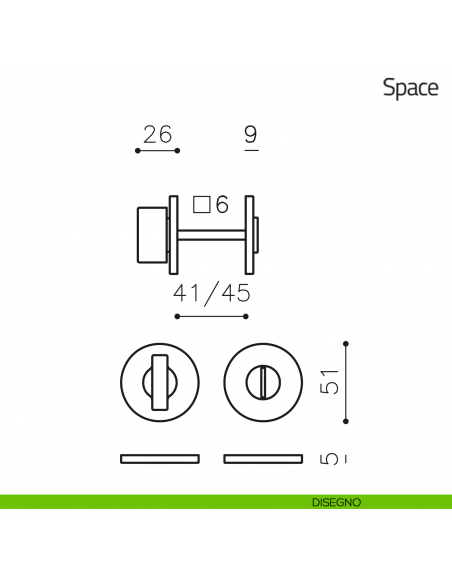 Nottolino per porta Space Olivari basso disegno