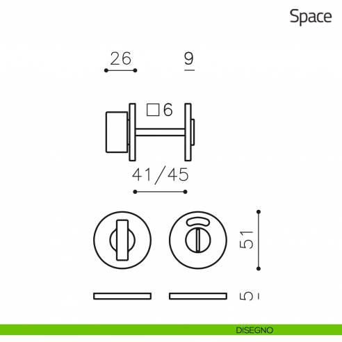 Nottolino per porta Space Olivari libero/occupato basso disegno