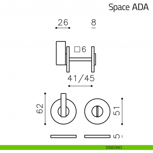 Nottolino per porta Space ADA Olivari basso disegno
