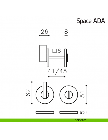 Nottolino per porta Space ADA Olivari basso disegno