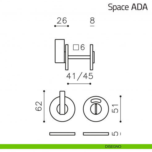 Nottolino per porta Space ADA Olivari libero/occupato basso disegno