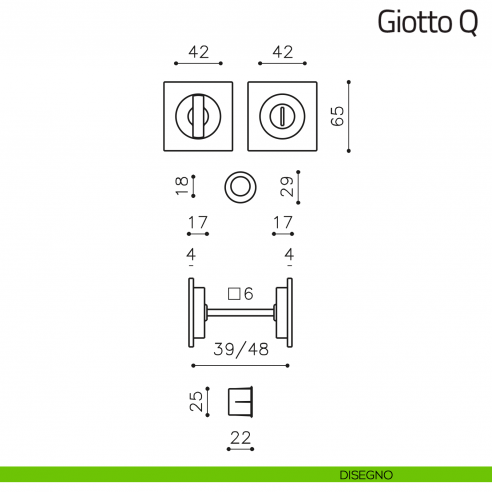 Maniglia per porta scorrevole Giotto Q Olivari disegno