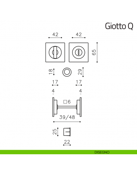 Maniglia per porta scorrevole Giotto Q Olivari disegno