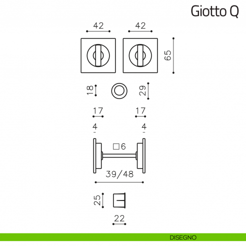 Maniglia per porta scorrevole Giotto Q Olivari disegno