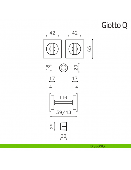 Maniglia per porta scorrevole Giotto Q Olivari disegno