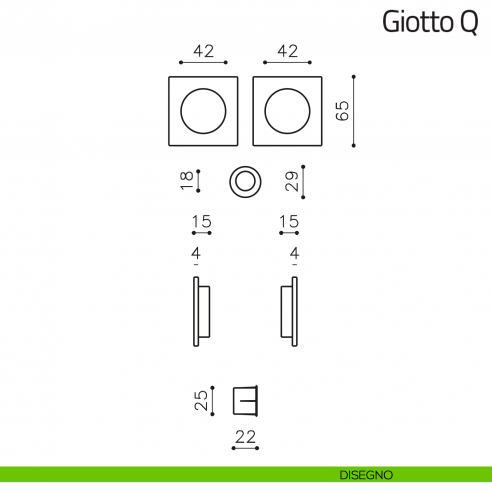 Maniglia per porta scorrevole Giotto Q Olivari disegno