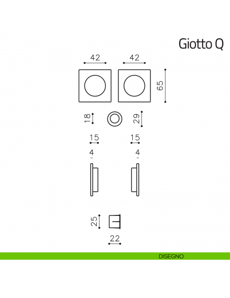 Maniglia per porta scorrevole Giotto Q Olivari disegno