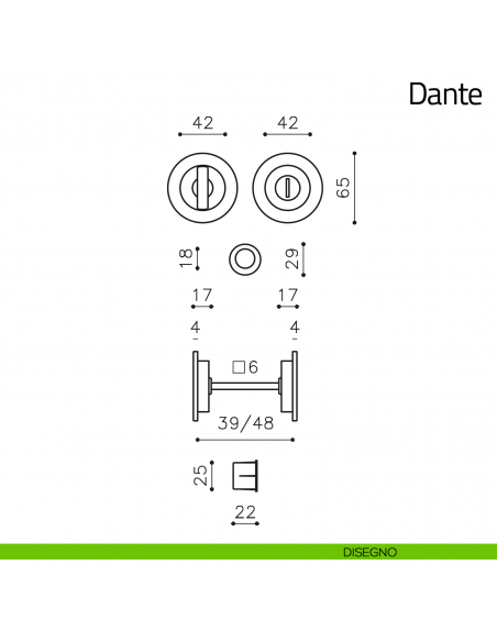 Maniglia per porta scorrevole Dante Olivari disegno