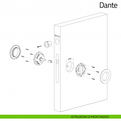 Maniglia per porta scorrevole Dante Olivari istruzioni di montaggio