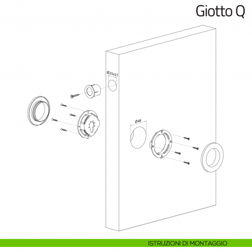 Maniglia per porta scorrevole Giotto Q Olivari istruzioni di montaggio