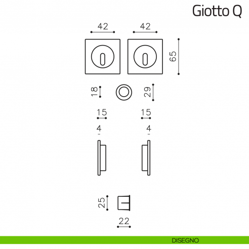 Maniglia per porta scorrevole Giotto Q Olivari disegno