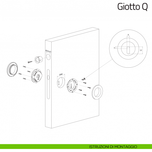 Maniglia per porta scorrevole Giotto Q Olivari istruzioni di montaggio