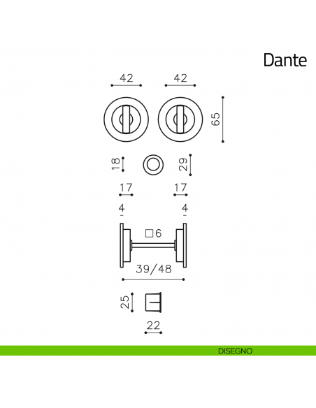 Maniglia per porta scorrevole Dante Olivari disegno