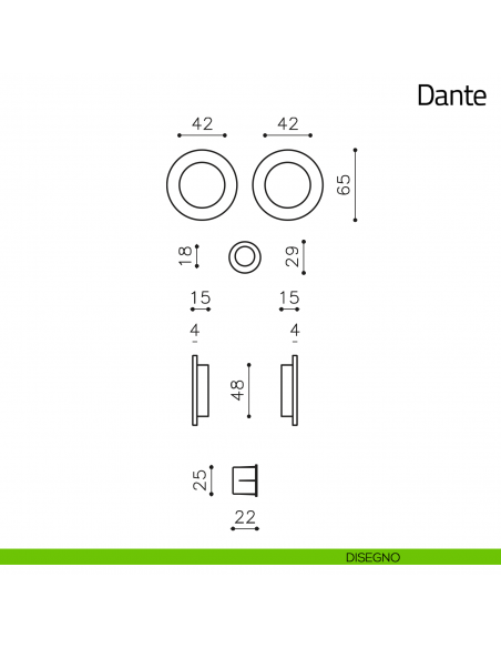 Maniglia per porta scorrevole Dante Olivari disegno