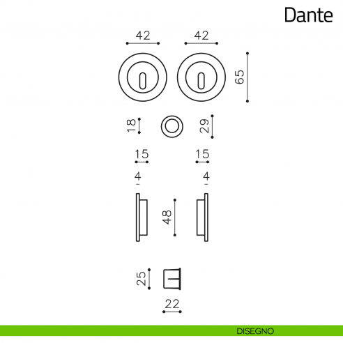Maniglia per porta scorrevole Dante Olivari disegno