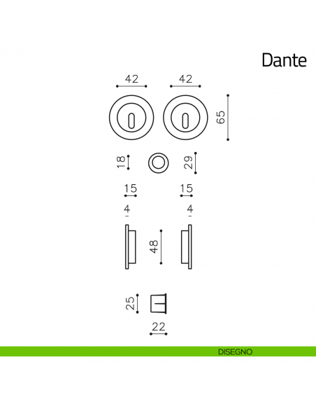 Maniglia per porta scorrevole Dante Olivari disegno