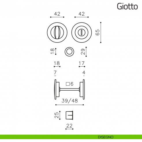Maniglia per porta scorrevole Giotto Olivari disegno