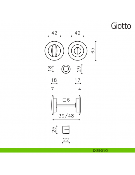Maniglia per porta scorrevole Giotto Olivari disegno