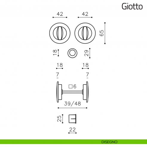 Maniglia per porta scorrevole Giotto Olivari disegno