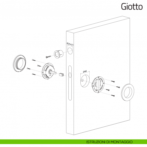 Maniglia per porta scorrevole Giotto Olivari istruzioni di montaggio