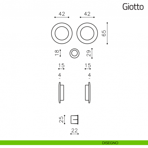 Maniglia per porta scorrevole Giotto Olivari disegno
