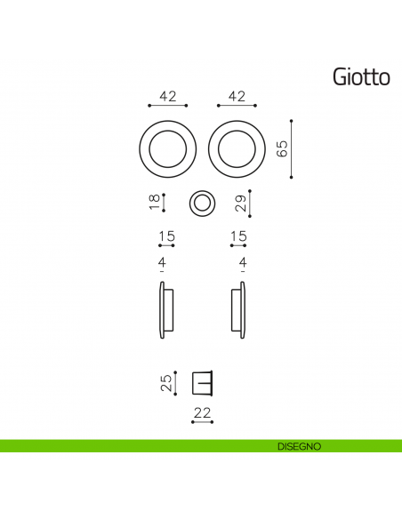 Maniglia per porta scorrevole Giotto Olivari disegno