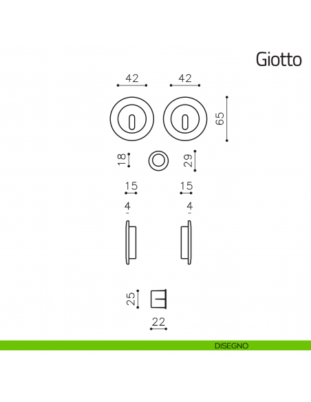Maniglia per porta scorrevole Giotto Olivari disegno