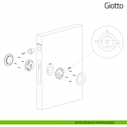 Maniglia per porta scorrevole Giotto Olivari istruzioni di montaggio