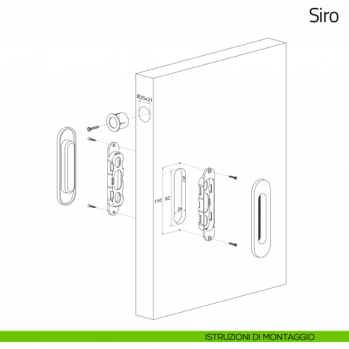 Maniglia per porta scorrevole Siro Olivari senza foro chiave istruzioni di montaggio